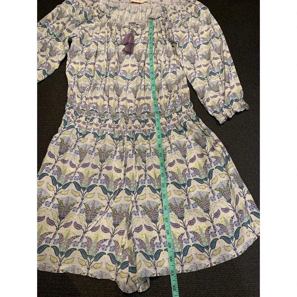 Tory Burch 100% Silk Mosaic Provence‎ Pompeii Romper Size XL Purple Floral